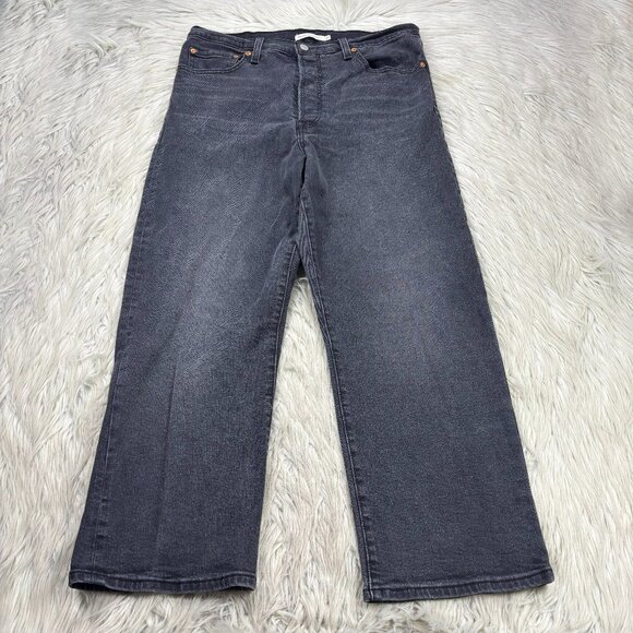 Levi's Women's Black Wash Ribcage Straight Ankle Jeans